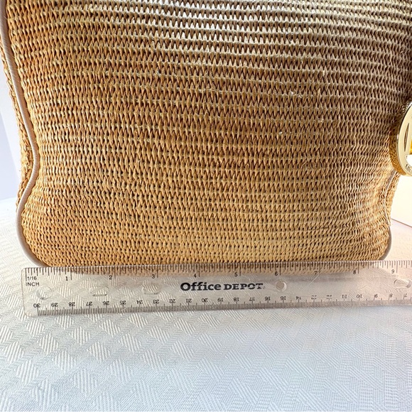 Michael Kors Tan Woven / leather Shoulder Bag with Gold Accents - Picture 13 of 15